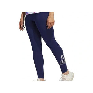 Adidas Women's Dark Blue Floral Bloom Athletic Leggings Size Medium NWT